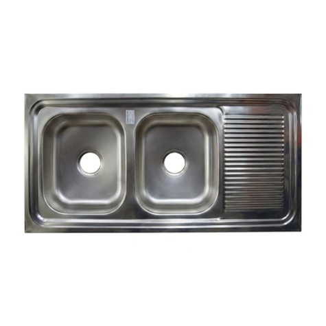 PILETA ACERO INOX. C/ MESADA 2 BACHAS